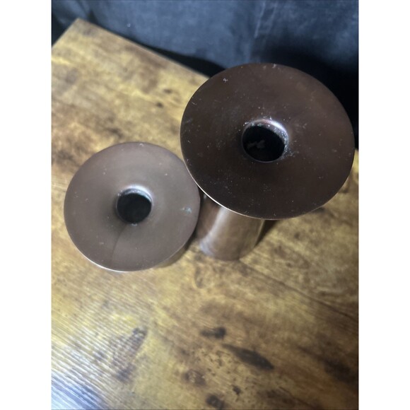 Partylite Copper Metal Taper candle Stick Holders Faux Rivets Design Vtg India - Picture 8 of 11